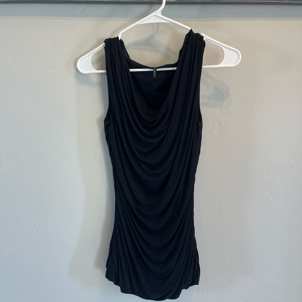 Elegant Black Draped Sleeveless Top